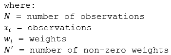 Weighted standard deviation variables Weighted standard deviation variables